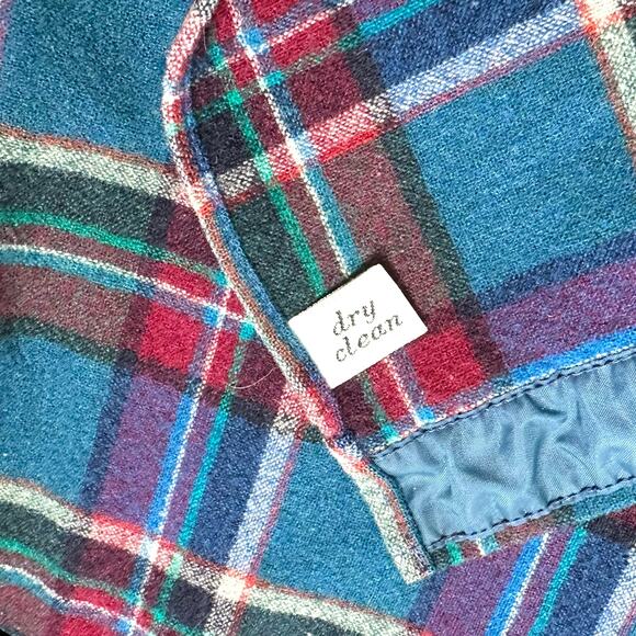 Vintage 70s 80s Pendleton Purple Blue Plaid Wool Flannel Button Down Shirt Sz M - Picture 4 of 8